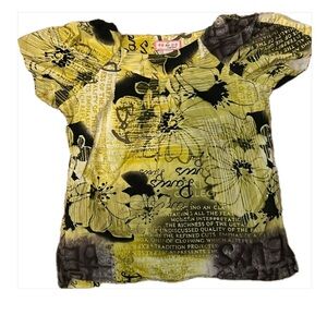 Koi scrub top, neon yellow and black, size Small